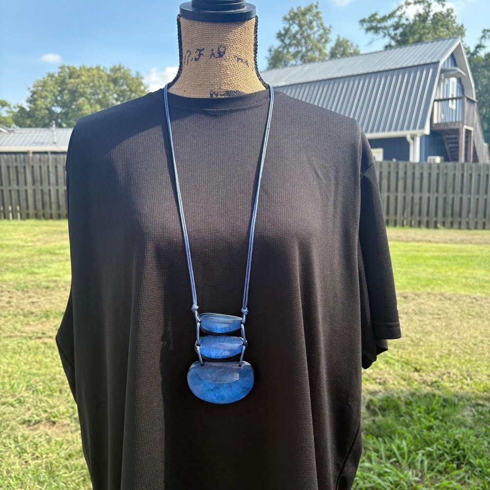 MCM Boho Chic Necklace With Blue Stones - Bold Long & Eye Catching